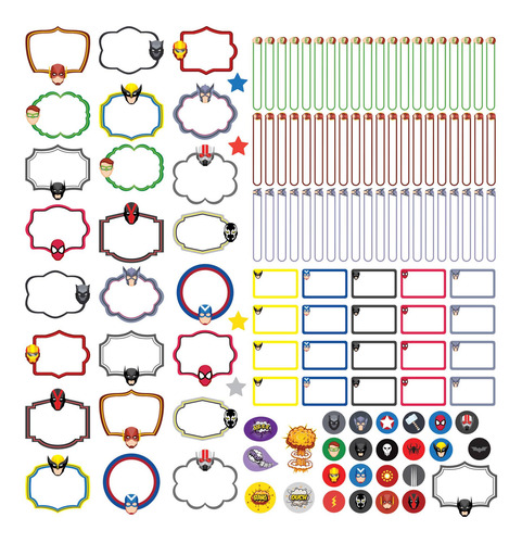 Imagem 2 de 3 de Etiquetas Escolares Super Heróis Personalizadas Kit Jumbo
