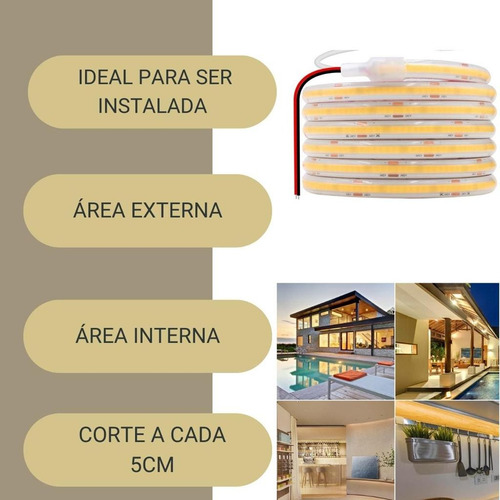 65 Metros Fita Led Cob 320led/m 12w/m Ip68 24v Irc80 1200lm