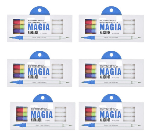 Pack 6 Plumones Doble Punta Mágicos Cambio Color