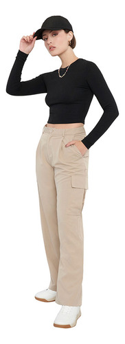 Pantalón Mujer Sastrero Cargo Beige Corona