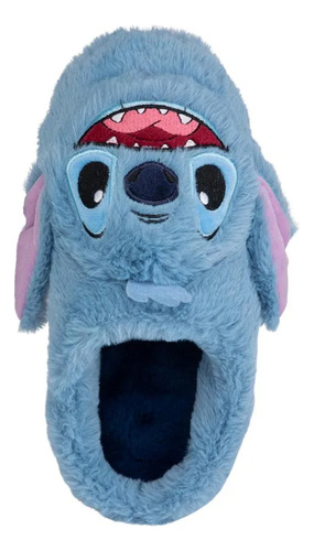 Pantuflas Dama Stitch Suaves Peluche Afelpadas Azul Stda