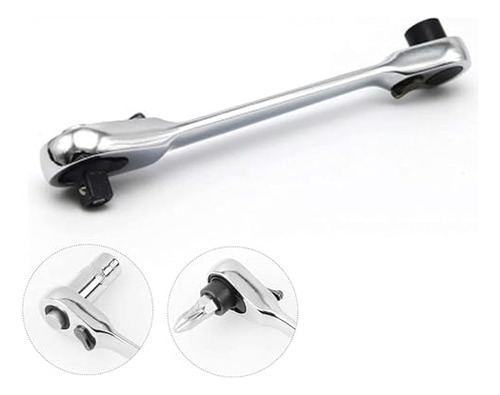 Llave De Trinquete 1/4 Mini Doble Cabeza 72 Dientes Y Destor