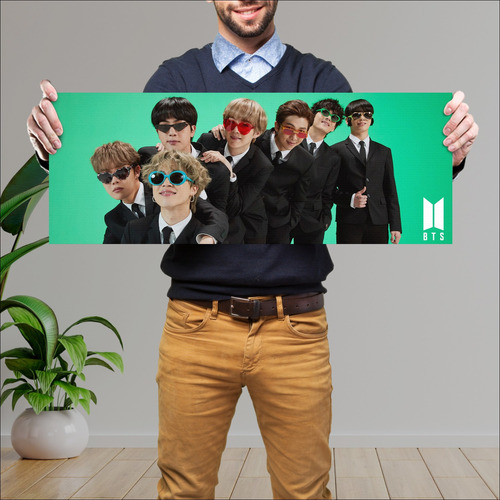 Cuadro Grande 30x80 Cm Horizontal Bts Bts Lentes Animeras