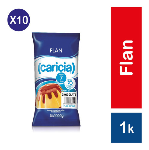 Pack 10 - Caricia Flan Chocolate 1kg