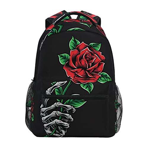 Glaphy Calavera Rosa Flor Mochila Escuela Mochila B3r9s