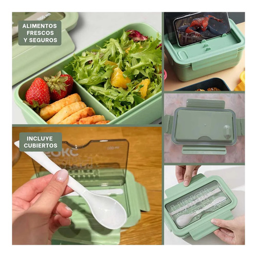 Pack4 Tupper 850ml Para Alimentos Frescos En Verde