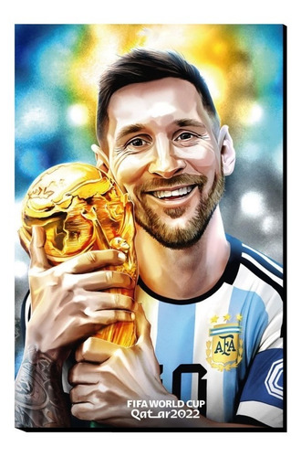 Cuadro Decorativo Messi Argentina Campeón Del Mundo