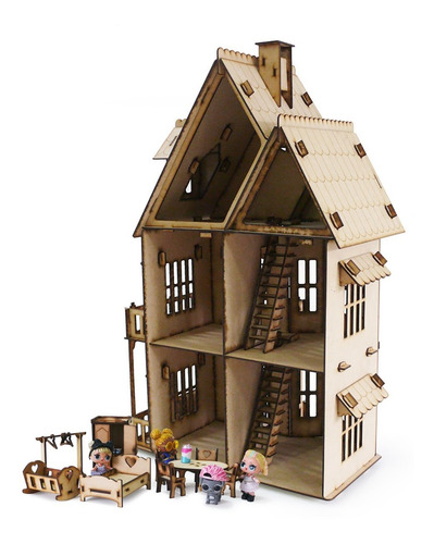 Casita De Muñecas Fibrofacil + 25 Muebles Casa Full Oferta !
