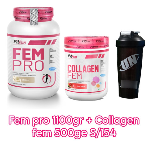 Fempro 1100gr + Collagenfem 500gr + Shaker + Delivery Gratis