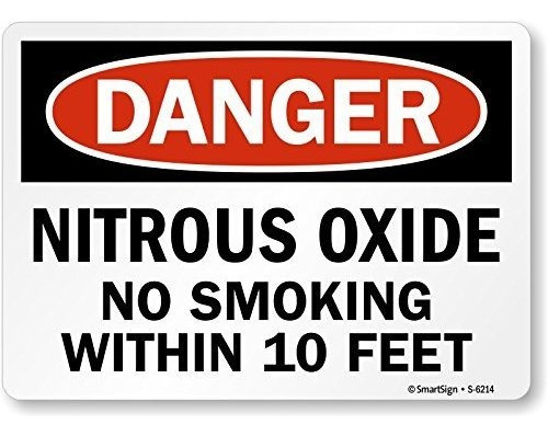 Smartsign Peligro Oxido Nitroso No Fumar Dentro De 10 Pies S