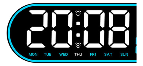 Reloj De Pared Led Con Brillo Ajustable, Despertador Azul