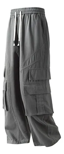 Pantalon Cargo Elastico Recto Baggy Gabardina