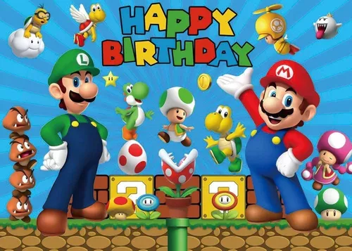 Telón De Fondo De Super Mario Gold Decoración Cumpleaños