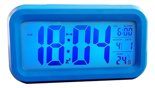 Reloj Despertador Digital Rectangular Steiner 4.4 Cm Luz Led Color Azul