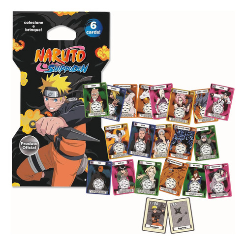 Cards Colecionáveis Naruto Shippuden Com 6 Figurinhas Elka