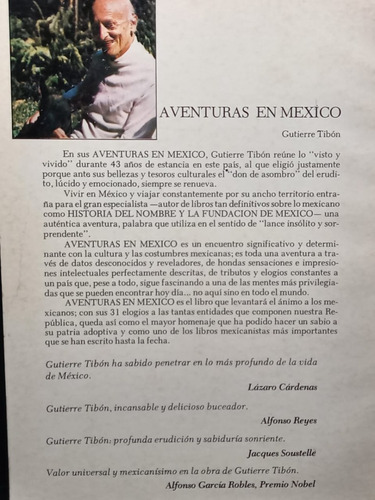 Aventuras En México 19367-1983 Gutierre Tibón Ed Diana