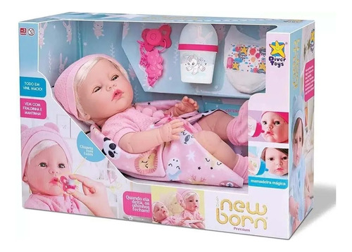 Boneca Diver New Born Premium Menina Com Cabelo E Acessórios