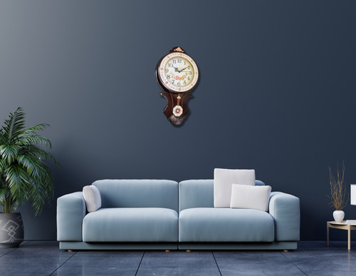 Reloj De Péndulo Con Manecillas Beige