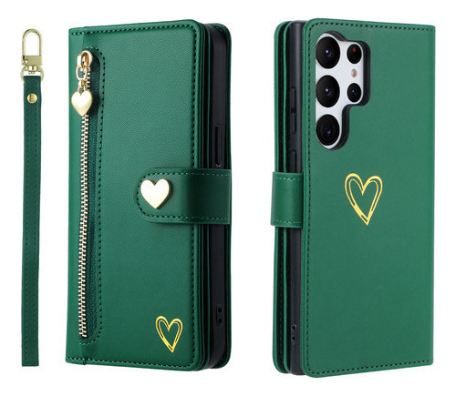 Jing Funda De Piel Tipo Cartera Con Cremallera Para Samsung