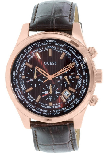 Reloj Guess Para Hombre U0500g3 Cuarzo Correa De Cuero Café