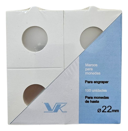 Pack 100 Cartoncitos Vk P/ Monedas - Marcos - Diámetro 22 Mm