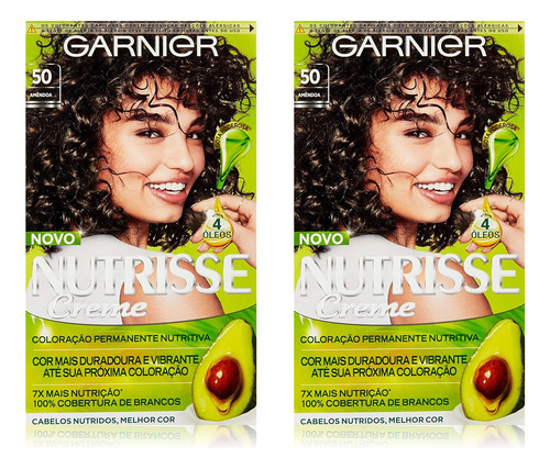 Tinta Cabelo Garnier Nutrisse Coloração Cor Amêndoa Kit C/2