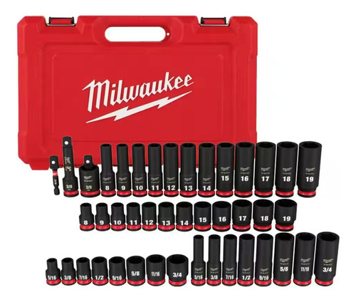 Juego De Dados Impacto 3/8 Sae Y Mm De 43 Pz Milwaukee Nuevo