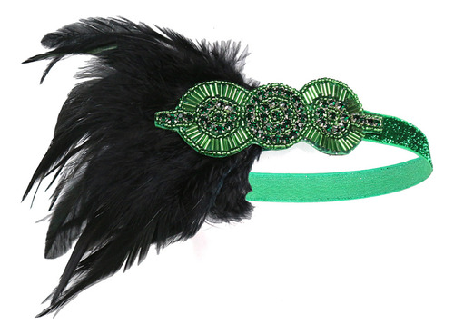 Diadema Nupcial India Con Diseño De Plumas Negras Y Verdes