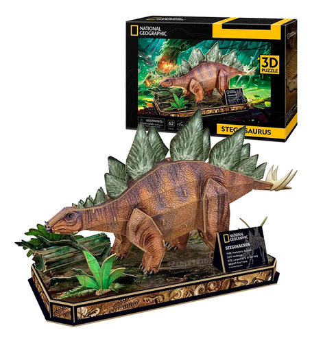 Stegosaurus Puzzle 3d Rompecabezas Cubic Fun Dinosaurio 62pz