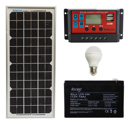Kit Panel Solar 10wp Para Iluminación Con 1 Lamparas Led