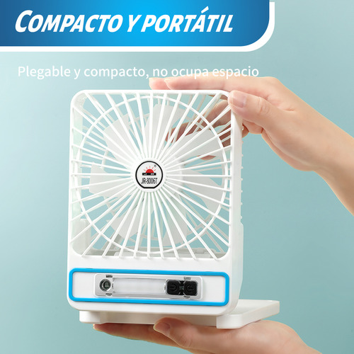Ventilador De Camping Portátil Recargable Con Luz Led Solar