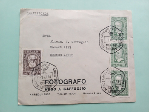 Historia Postal Sobre Publicidad Fotografía 1959 Certificada