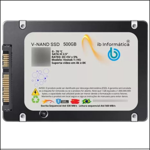 Disco Sólido Interno Ssd 500gb V-nand 3d Nand Alta Performance 2.5 Vostok-1 Preto