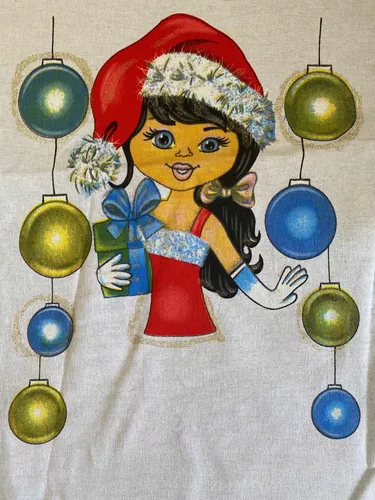 Pano Bainha Boneca Mamãe Noel com Glitter para fazer Saia de