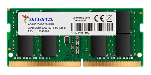 Imagen 3 de 3 de Memoria RAM Premier color verde 16GB 1 Adata AD4S320016G22-SGN