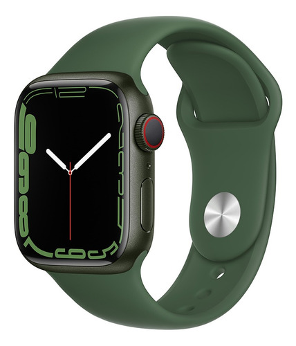 Apple Watch Series 7 (GPS + Cellular, 41mm) - Caja de aluminio color verde - Correa deportiva verde trébol