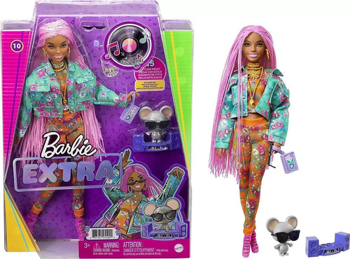 Barbie Extra Com Animal Estimação Cabelo Rosa Mattel Gxf09
