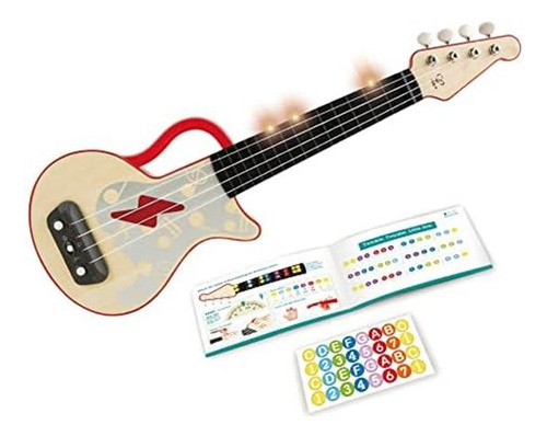 Hape Learn: Ukelele Electrónico Rojo Con Modo Inclinado