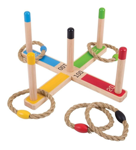 Juego Tejo Madera Con Cuerda Puntuación Bigjig Niños 3 Años+