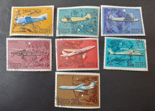Sello Postal - Rusia - Desarrollo Aviación Civil Soviética