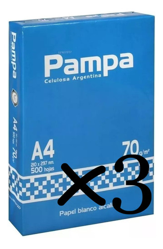 Pack X3 Resma Pampa A4 500 Hojas 70g 