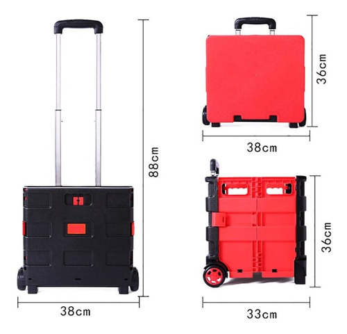 Carrito Plegable De Compras Con Ruedas Resistente 38 X 33 Cm