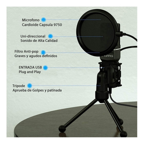 Micrófono Yanmai SF-777 condensador cardioide negro