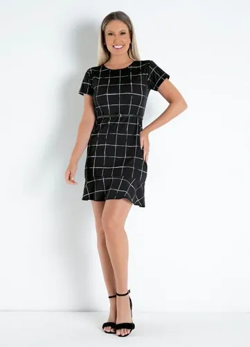 Vestido xadrez com babado sales