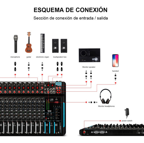 Tklbls Ql-12 Mezladora De 12 Canales Mixer Usb Bluetooth