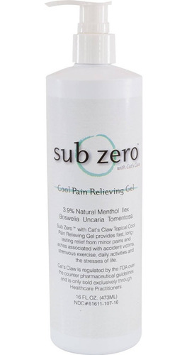 Sub Zero Cool Gel De Alivio Del Dolor 16 Oz Botella Con