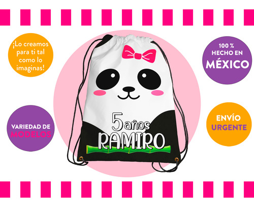 Morralitos Recuerdos Cumple Bolo Oso Panda Personalizado 30u