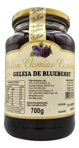 Geléia Artesanal Dillin Blueberry 700g - Serra Gaúcha