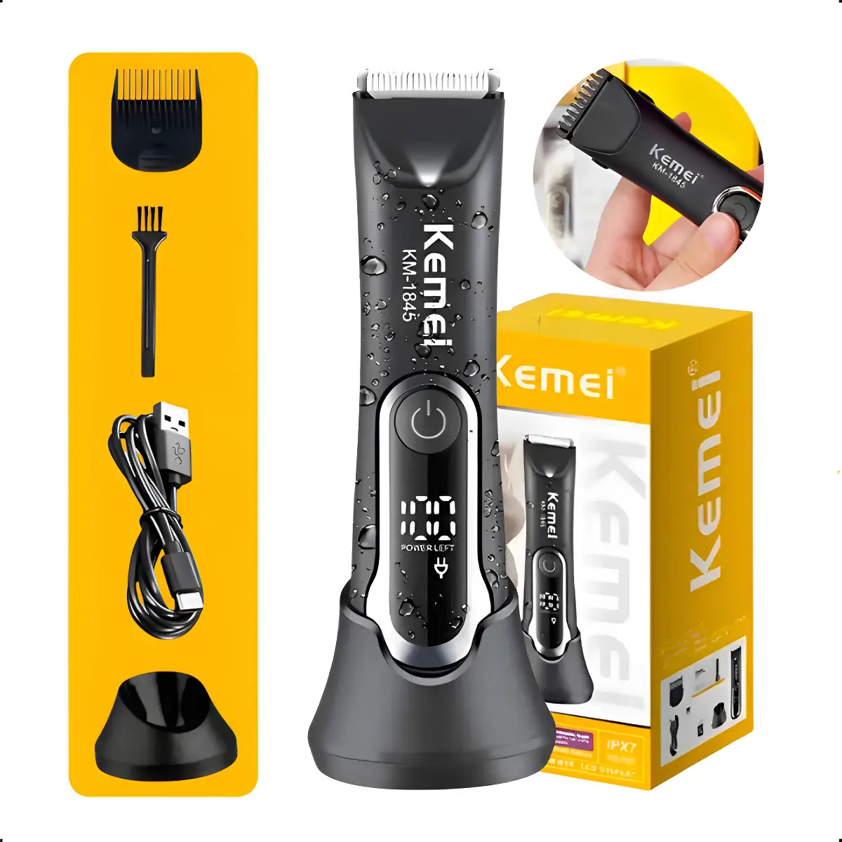 Máquina Kemei KM 1845 Cerâmica Sem Fio Recarregável , aparador de pelos intimos , barba , corpo ,... 3