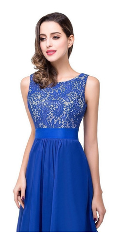 Vestido Fiesta Navidad Noche Largo Elegante Gasa Corte A